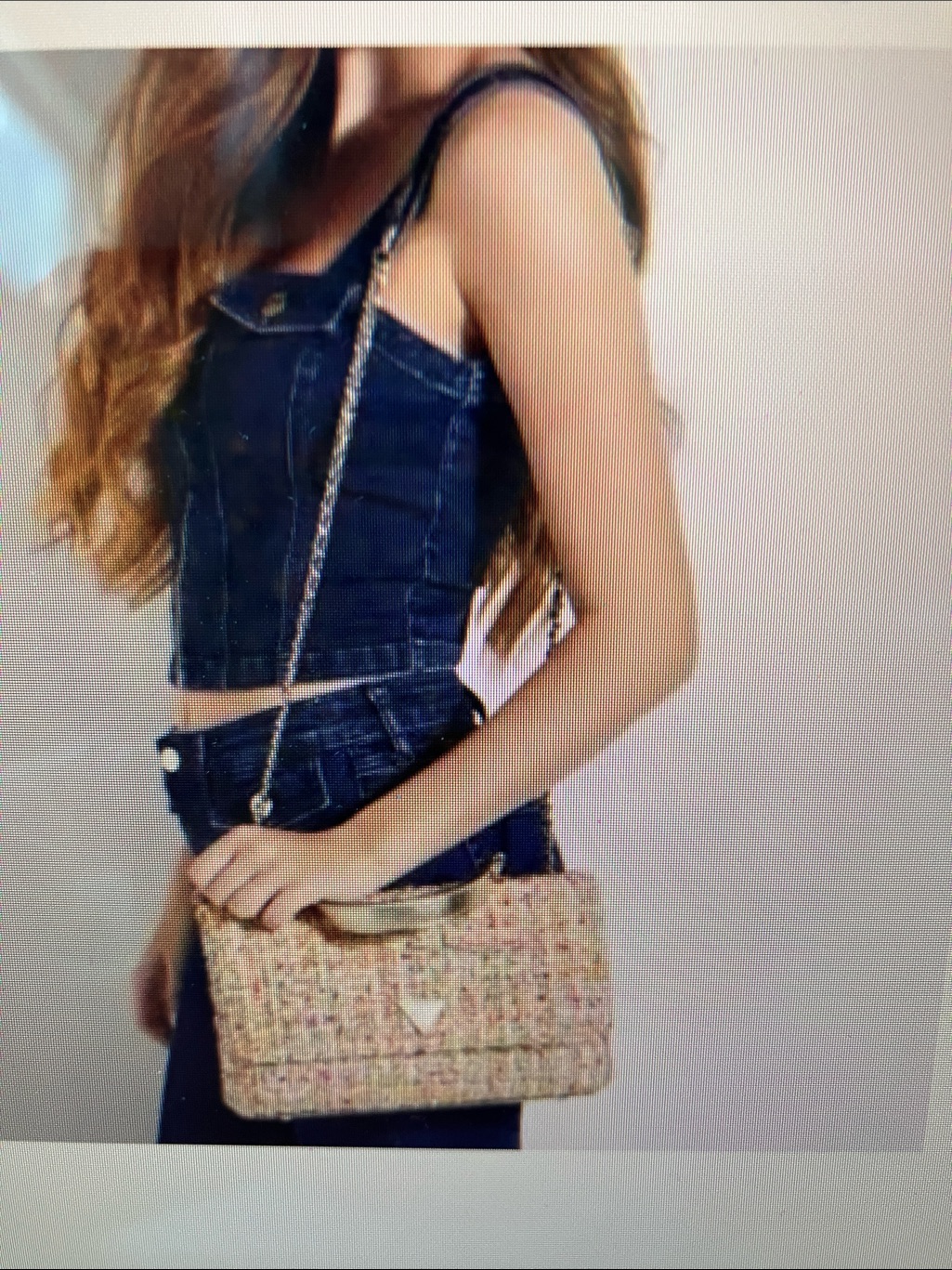 Woven Tweed Guess Bag In Multicolor Gold Chain
